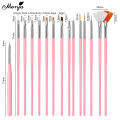 Monja 15Pcs/Set Nail Art Brush Acrylic UV Gel French Design Painting Line Manicure Brush Rhinestone Embellished Manicure Tools. 