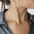 NEW Simple Invisible Transparent thin Line Gold Color Choker Necklace For Women Chain Necklace bead chocker collier femme Collar. 