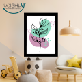 Wishly Green Purple Aesthetic Beauty leaves print Wall Hanging Frame. 