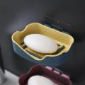 Double Layers Soap Holder Wall Mount  Soap Dish Stick-on Soap Saver With Drain. 