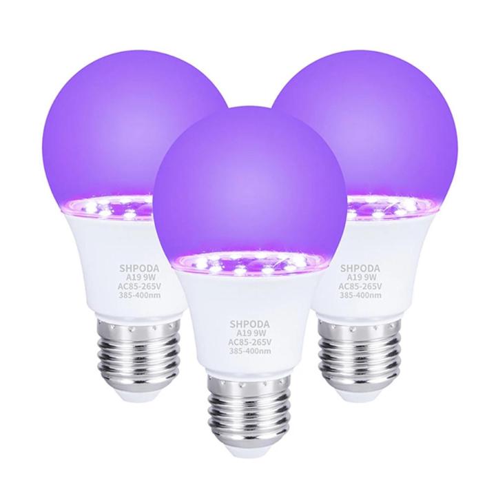 3Pcs 10W Ultraviolet UV Bulb Fluorescent Detection UV Lamp Black Light Blue Lamp E26 110V 220V for DJ Party Decoration