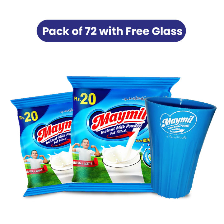Maymil Milk Powder Sachet 6 bundle 72 Pcs with Free Glass