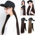 Baseball Cap with Synthetic Hair Extension Long Hair Wig Hat for Women. 