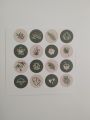 Green circular Journaling stickers sheet Uncut - ( 9 x 9) cm. 