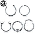 【beauty code】1PC G23 Titanium Nose Ring Rings Uni Labret Piercings Eyebrow Women Ear Septum Helix Piercing CBR. 