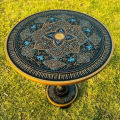 Hand Painted Naqshi Art Round Coffee Table 16" and 18" | Wooden Coffee Table for Home Decor | Portable Naqashi Hand Work Coffee Table for Room Decor. 