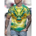 2025 New Dragon Lotus Flower Pattern T Shirt For Men Chinese Loong 3D Printed Tees Summer Casual Short Sleeve O-Neck Tops Unisex T-Shirts. 