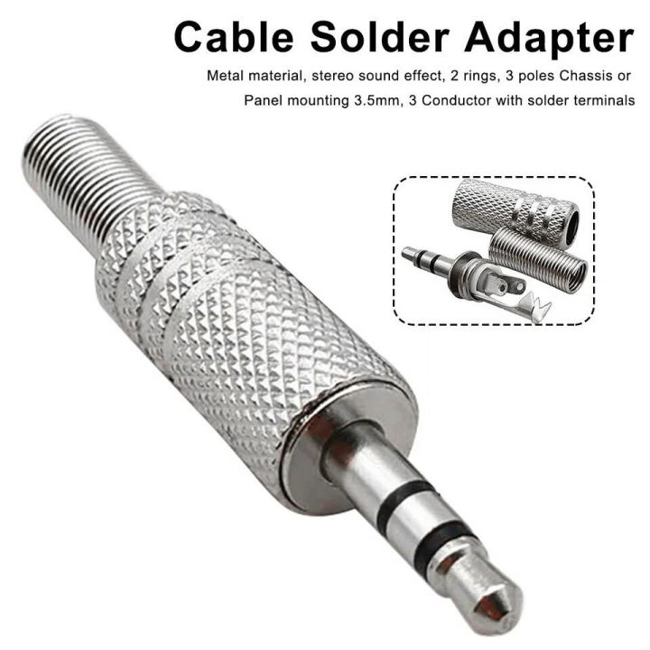 1PCS - 3.5mm TRS Nickle Plated Stereo Jack Plug Metal Body Connector