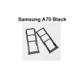 Samsung A70 Black Dual Sim Card Tray And Micro SD Card Slot Holder. 