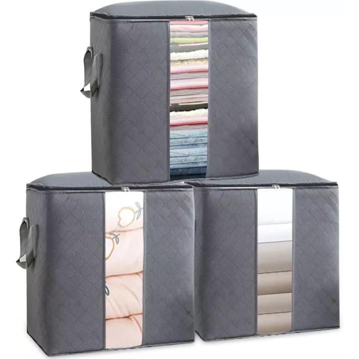 3Pcs Large Foldable Clothes Storage Zipper Bag