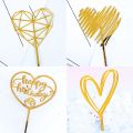 Happy Valentine's Day Cake Topper Love Heart Gold Cupcake Topper. 