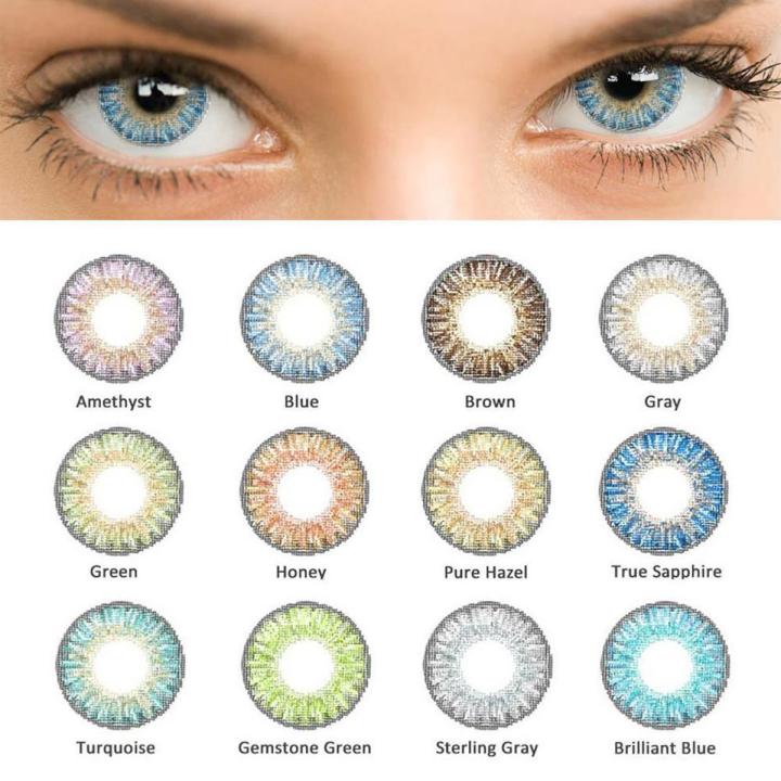 Pair of Contact Lens Multi Color Eye Lens Soft Eye Lenses With Solutions High Quality
