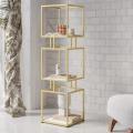 Tier Modern Black Cube Bookcase With Metal Tower Display Shelf In Gold Frame. Can also be customized. 
