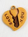 10 pcs Wooden Heart-Shaped "Love You" 35mm Pendant – Charming Accessory for Keychains, Bags, Crafts, Jewelry, or DIY Gifts. 