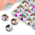 8mm-16mm Round Crystal AB Color Silver Base Sew On Rhinestone Beads, Sew On Stones Spacer buttons for Garment Jewelry 30-100pcs. 