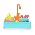 Kids Kitchen Toys Plastic Simulation Electric Dishwasher Sink Pretend Play With Electric Water Wash Basin Toy. 