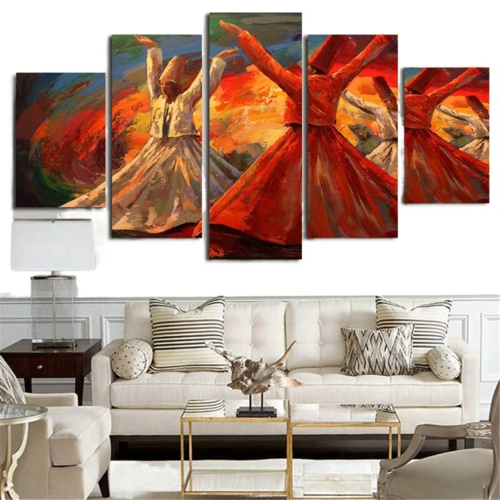 5 Piece Sufi Canvas Wall Art Set HD Printed Frames for Living Room Decor – Multiple Sizes Available