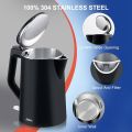 "German-Made KoLAX Electric Kettle: Portable 1.7L Large capacity Travel Kettle, Boils Quickly Anywhere! Perfect for Home or Travel, Compact and Efficient Design  |1500 W -Stainless steel body (BLACK colour)Kettle Size:14.8*12.3*10.6cm. 