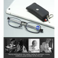Keychain hot mini design reading glasses men and women foldable small glasses frame black metal glasses with original box and portable. 