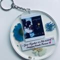 Resin Photo and name Keychain- text can be edit  - light weight- long lasting material- 3.5 inches size round. 