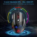 Raiku G705  Vibrant 7-Color Gaming Mouse with Precision Control esports game 7D cool glowing braided wire weighted block wired mouse. 