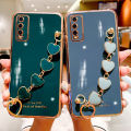 For Vivo Y20 2021 Back Cover with 3D Love Heart Wristband Chain Fashion Bracelet Shiny Plating Phone Case Soft Silicone Bumper Protective Cover. 