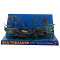 Large Aquarium Decoration Boat Plactic Aquarium Ship Air Split Shipwreck Fish Tank Decor C. 