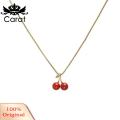 Carat Pendant Necklace Temperament Red Cherries Pendant Necklace. 