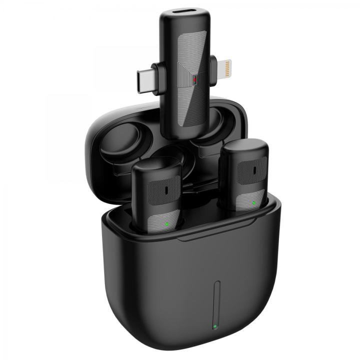 M10 One-two Wireless Microphone with Charging Case, Type-C, Apple Interface 2 in 1 Wireless Lavalier Microphone, 3 Levels of Noise Reduction, for Youtube, Recording, Video Blogging, Facebook Live Streaming