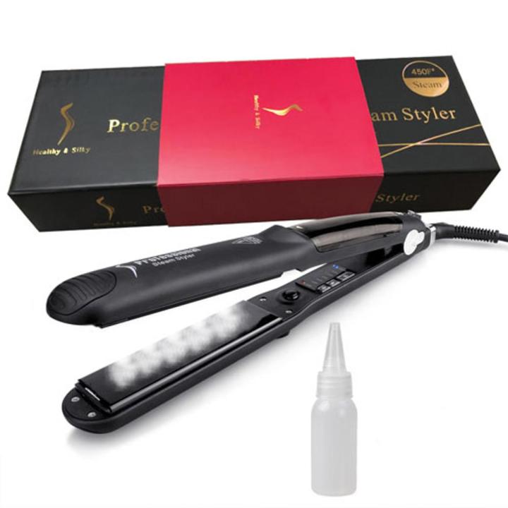 100% High Quality Adjustable Professional Ceramic Steam Hair Straightener Flat Iron Tourmaline 2-in-1 Straightening Iron in pakistan