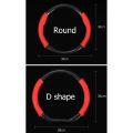 carbon fiber leather steering wheel cover KIA K5 k3 K2 Sportage Picanto Rio Soren（model：Round black+sport）. 
