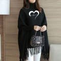 Heart with heart beat Printed Winter Fleece Poncho For Girls and Womens. 