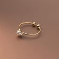 WOOZU Korean Chic Round Pearl Ring 925 Sterling Silver Classic Stackable Finger Rings For Women Personality Statement Jewelry. 