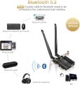 Ubit WiFi 6 AX3000E Wireless Card, Max 2974Mbit/s, Tri-Bands (6G/5G/2.4G), BT 5.2, OFDMA, MU-MIMO, Ultra-Low Latency, WIN10/11. 