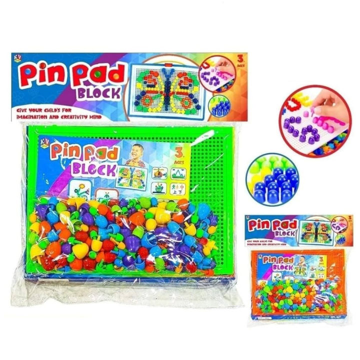 Mushroom Pin Pad Board Educational Building Blocks Puzzle - Pegged - jigsaw Brain Game Peg Toy - Early Learning Brain and Fun Nails Buildings Block Toys For Kids Boys Girls