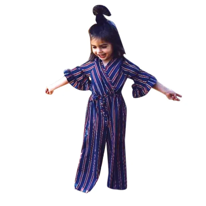 Baby%20Girl%20Kid%20Toddler%20Striped%20Printed%20Short%20Sleeve%20Jumpsuit%20Romper%20Clothes%20-%20Image%203