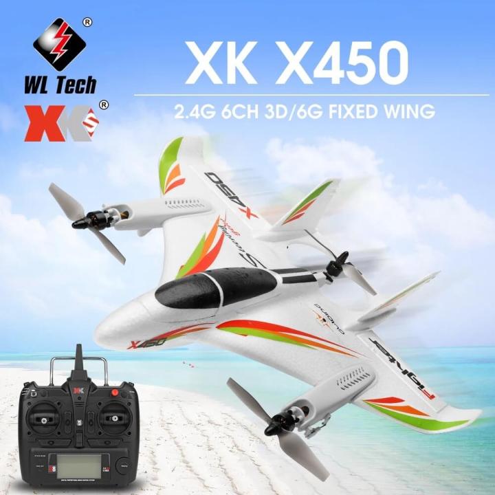 WLtoys XK X450 RC Airplane, 2.4G Remote Control 6 Channel Brushless Motor Aircraft, Vertical Takeoff LED RC Glider Fixed Wing Plane RTF