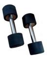 Pair Of Rubber Coated Dumbbells - 8KG - Black. 