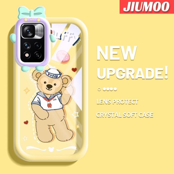 JIUMOO Case For Xiaomi Poco X4 NFC Case Duffy Pattern Little Monster Bowknot Form Casing Soft Shockproof Abrasion Resistant Phone Cases Transparent TPU Silica Gel Camera Lens Protective Cover