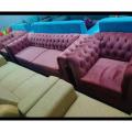 Chesterfield Double Shaded - 5 Seated Sofa Set  Velvet Fabric Used  Tufted Back. 