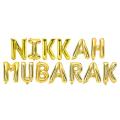 “NIKAH  MUBARAK” Foil Balloons Golden with 2 Stars - Letter Balloons For Nikah Event Party Decoration Nikah Mubarak Decor Supplies. 
