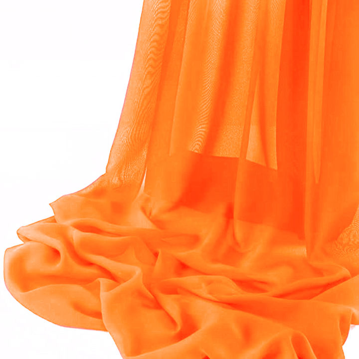Pure Plain Chiffon Unstiched Fabric Premium Quality Orange Color 1.25 Gaz Arz