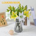 Fake Flowers Decor Realistic Artificial Lily Branch with Green Leaves for Home Wedding Party Decor Indoor Outdoor Faux Flower Arrangement Photo Props Wedding Artificial Lilies. 