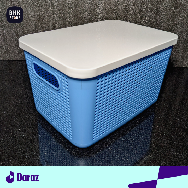 IKEA%20Style%20Premium%20Quality%20Plastic%20Storage%20Basket%20with%20Lid/Cover%20-%20Durable%20Open%20Storage%20Organizer%20Bins%20For%20Kitchen,%20Bathroom,%20Bedroom,%20Living%20Room%20-%20Mesh%20Pattern%20Design%20Multipurpose%20Home/Office%20Accessories%20Organizer%20Box%20with%20Handle%20-%20Large%20-%208L%20Capacity%20-%20Image%209