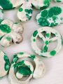16 – 20pcs / 43 – 47gms Marbled Green and White Mix Aesthetic Beads for Crafting – Unique Shapes for DIY Jewelry and Accessories. 
