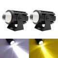 (2pcs) New Mini Fog Light  for All Motorcycle, Cars, Jeep(2pcs) (Free Button) Dual Function White-Yellow Lens Projectors Auxiliary Light 20w. 