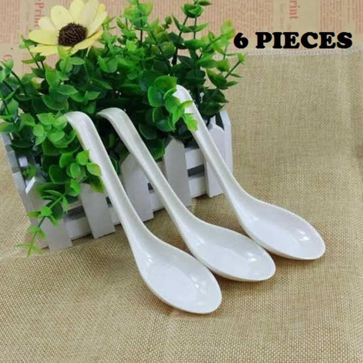 (Set of 6)  Soup Spoons Ceramic,Soup Spoons Set for Miso Dessert Pho Wonton Dumpling, Small Appetizer Spoon Set,
