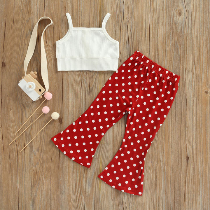 Little%20Girls%20Two-Piece%20Outfits,%20Sleeveless%20Front%20Buttons%20Bowknot%20Crop%20Tops%20+%20Elastic%20Waist%20Dots%20Print%20Flared%20Trousers%20-%20Image%203