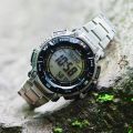 Casio Protek Mens Biomass Plastic Digital World Time, Sunrise/Sunset Display, LED Backlight (Super Illuminator), Power Saving, Run Time, Battery Level Indicator, Full Auto Calender, Solar Power, Altimeter, Barometer, Thermometer Watch-PRG-340T-7DR. 