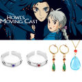 A Set Anime Howl's Moving Castle Cosplay Ring Howl and Sophie Adjustable Red Blue Crystal Rings for Women Men couple jewelry. 